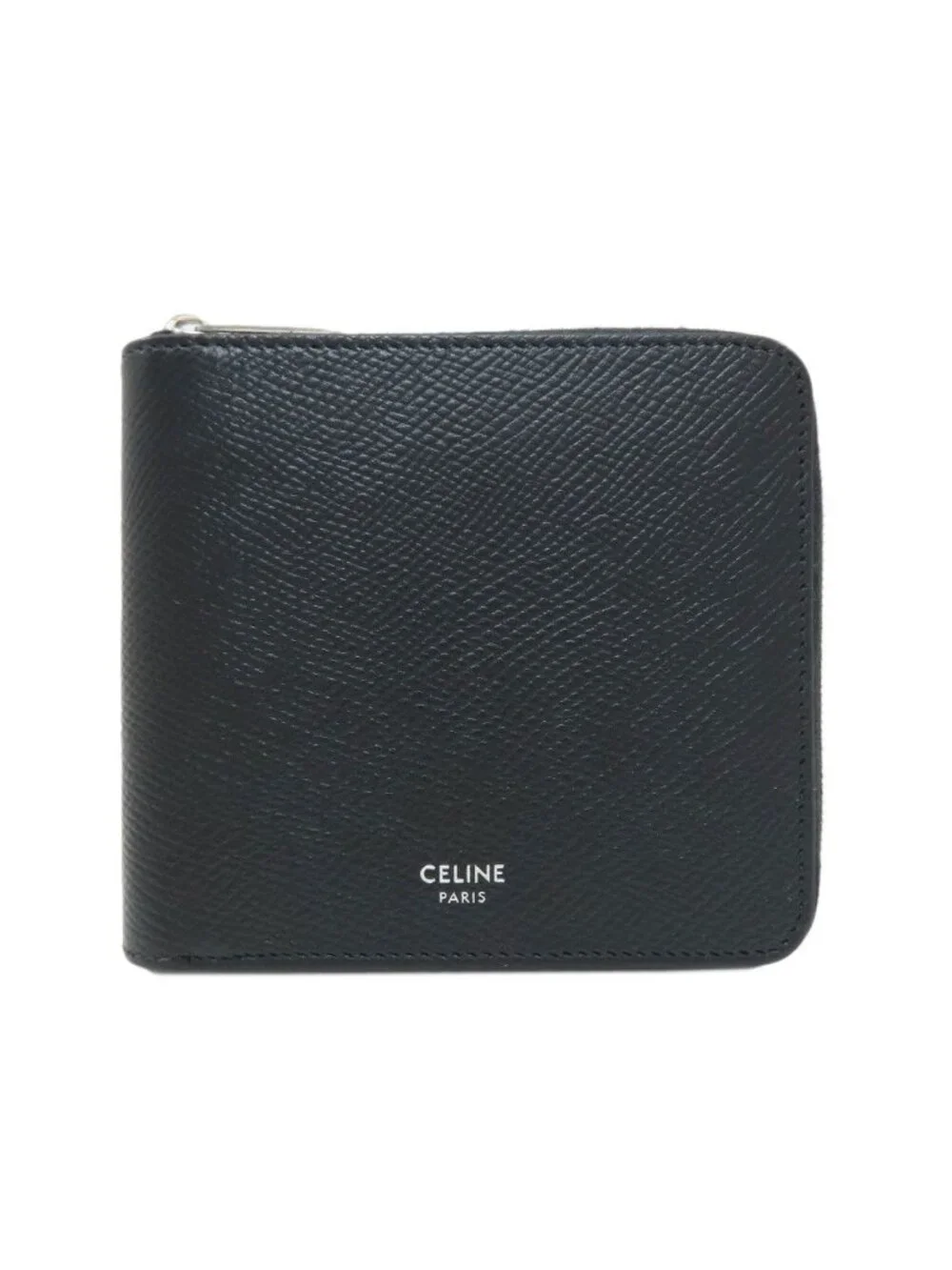 Celine Zip Bifold Wallet Grained Calfskin